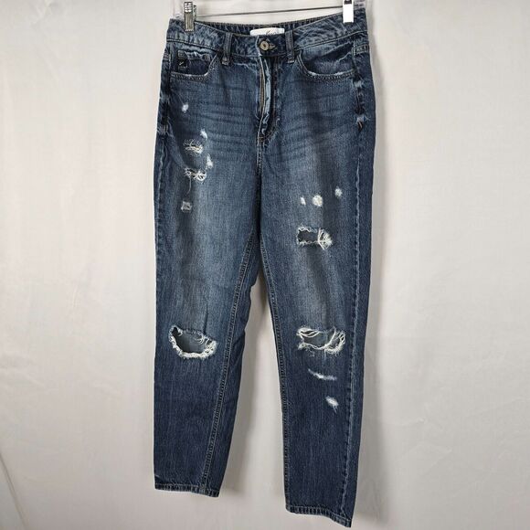 KanCan Jeans Women's 5 / 26 Blue Medium Wash HIgh Rise Ankle Distressed - Picture 14 of 16